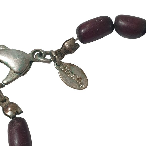 Purple Layered Dyed Wooden Acrylic Women Necklace Jewelry 34 to 38 Inch Length - Picture 5 of 6